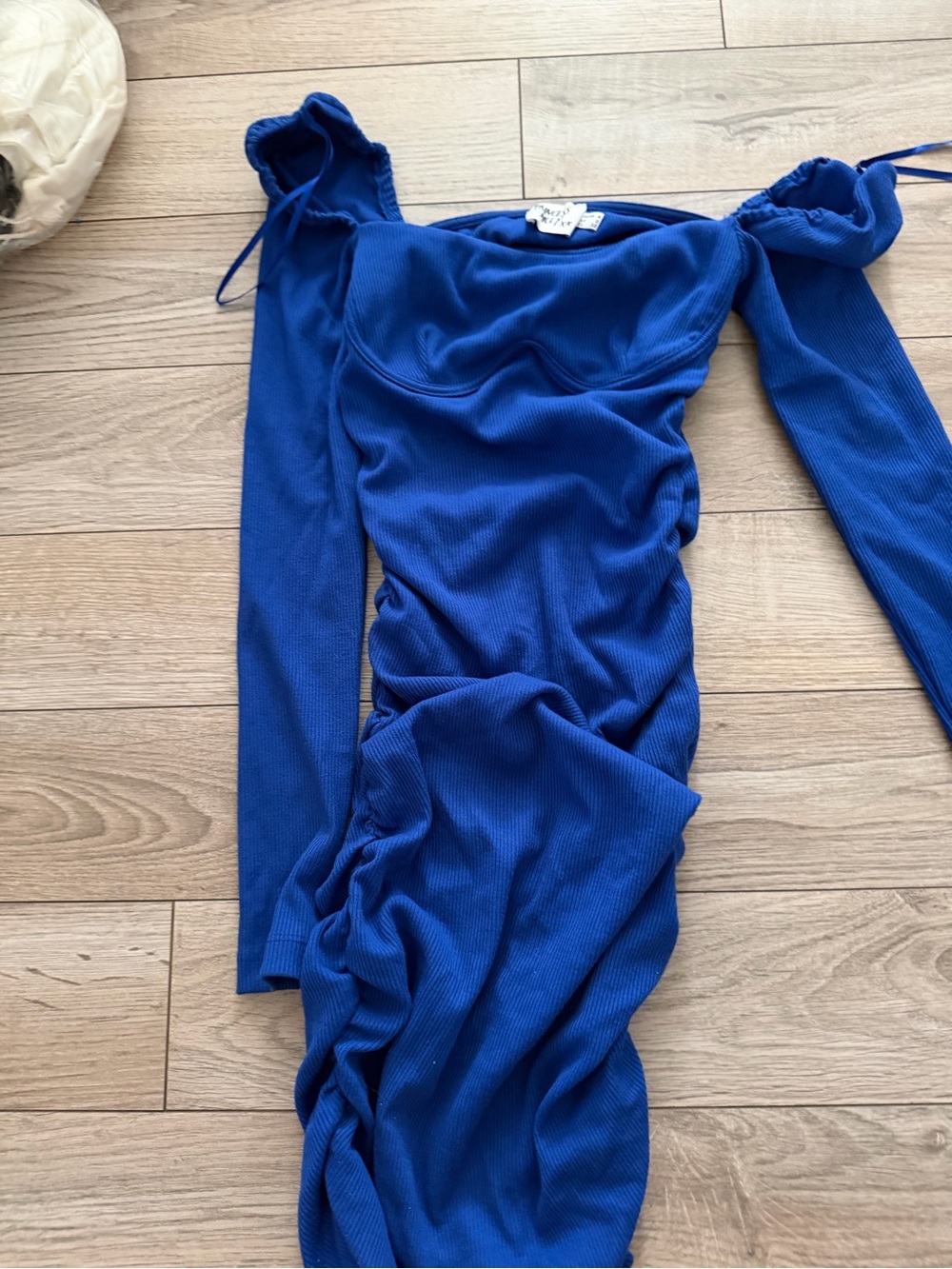 Princess Polly Cobalt Off-Shoulder Ribbed Bodycon Dress